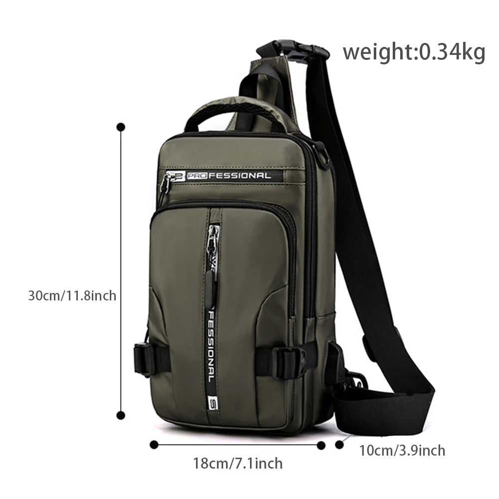 Nylon Crossbody Bag with USB Charging Port for Multifunction Use