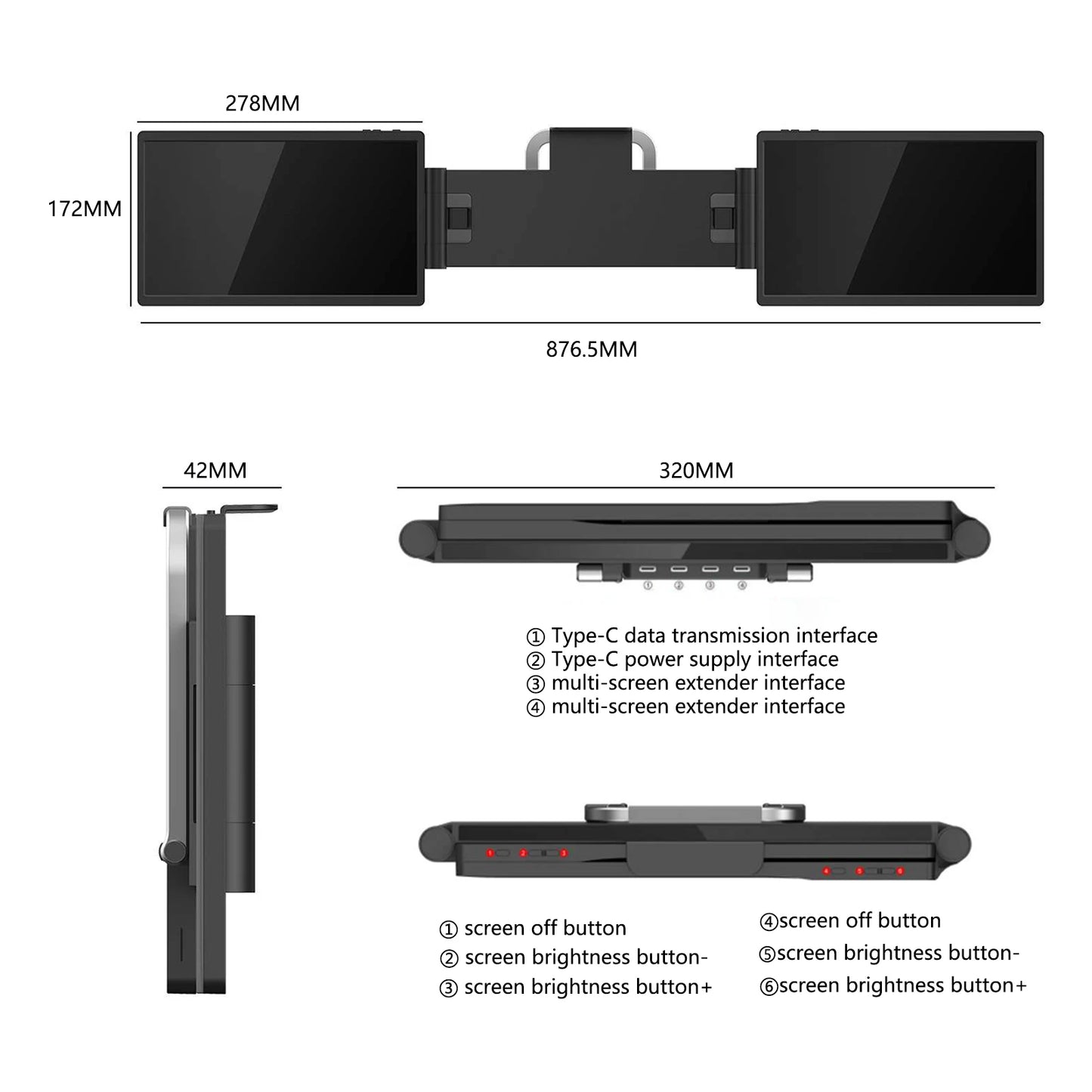 12" & 14" Laptop Dual Monitor Screen Extender