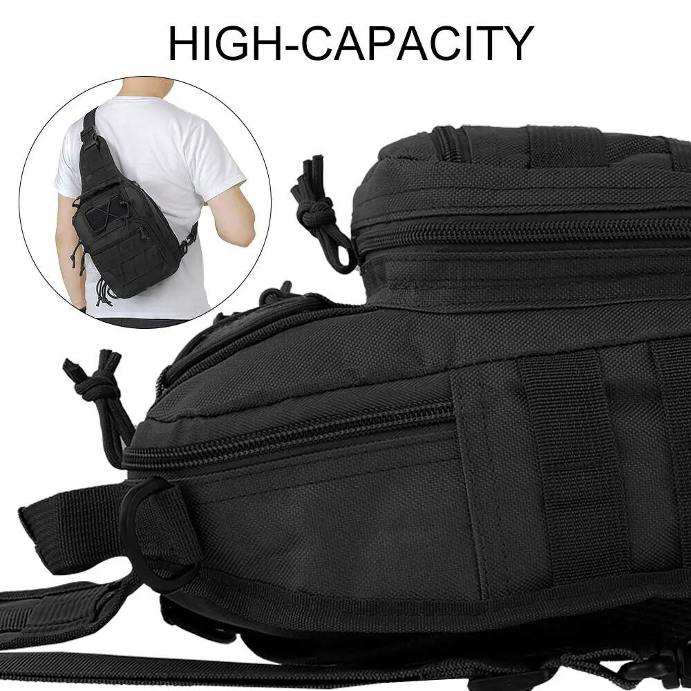 Men Chest Tactical Shoulder Crossbody, Waterproof Military Sport Bag