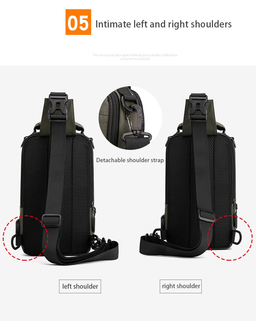 Nylon Crossbody Bag with USB Charging Port for Multifunction Use