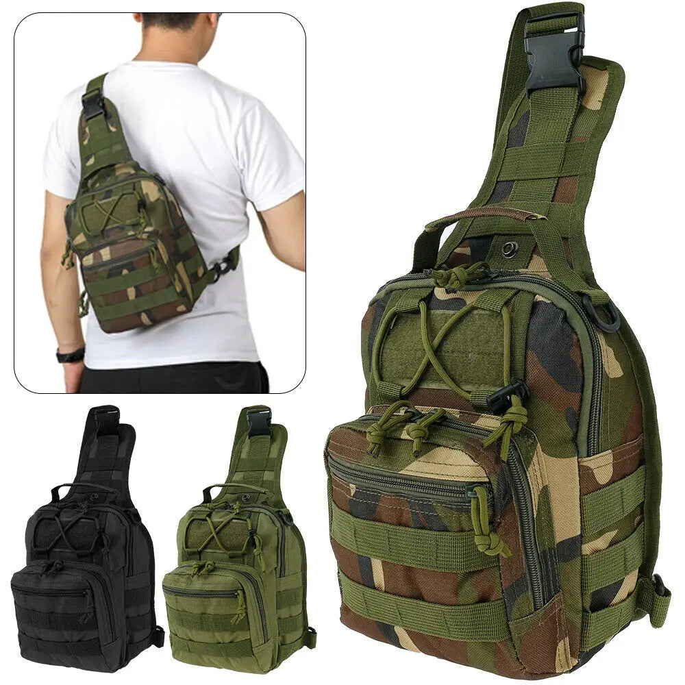 Men Chest Tactical Shoulder Crossbody, Waterproof Military Sport Bag