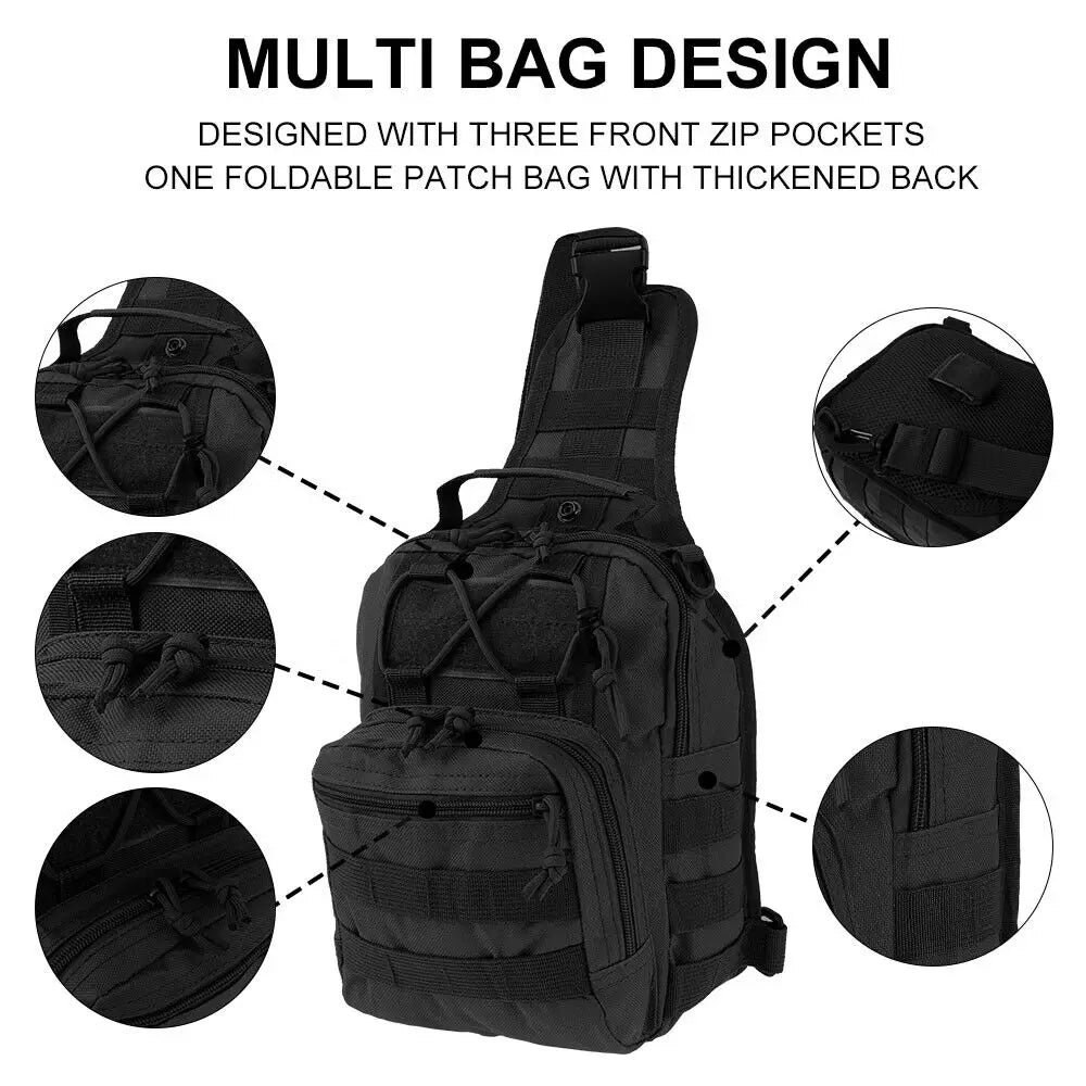 Men Chest Tactical Shoulder Crossbody, Waterproof Military Sport Bag