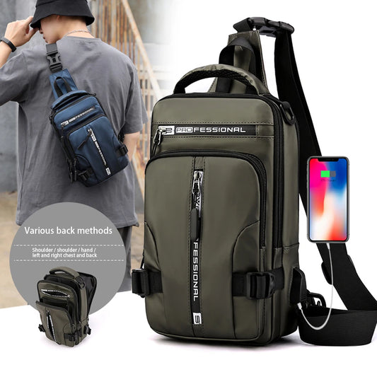 Nylon Crossbody Bag with USB Charging Port for Multifunction Use