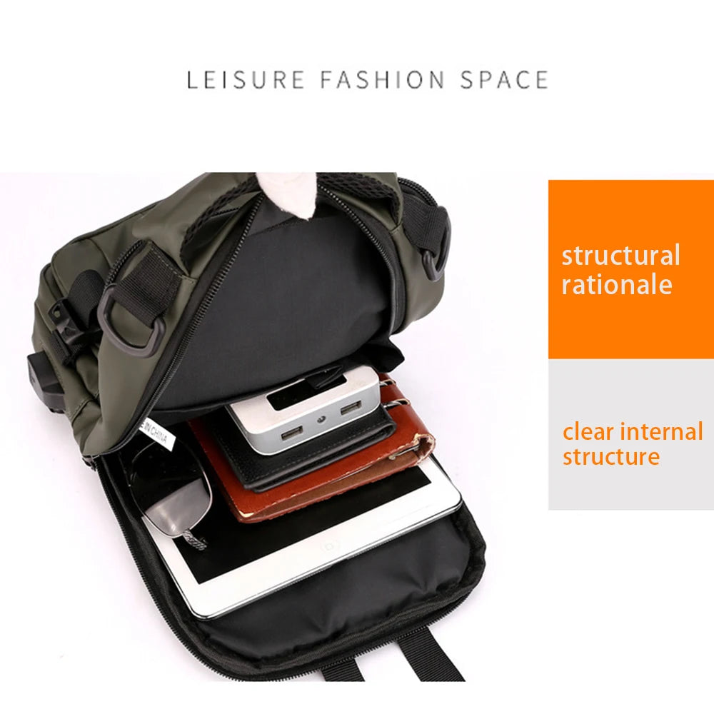 Nylon Crossbody Bag with USB Charging Port for Multifunction Use