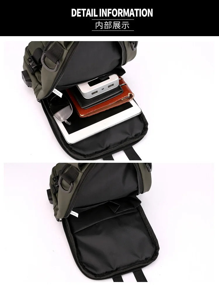 Nylon Crossbody Bag with USB Charging Port for Multifunction Use