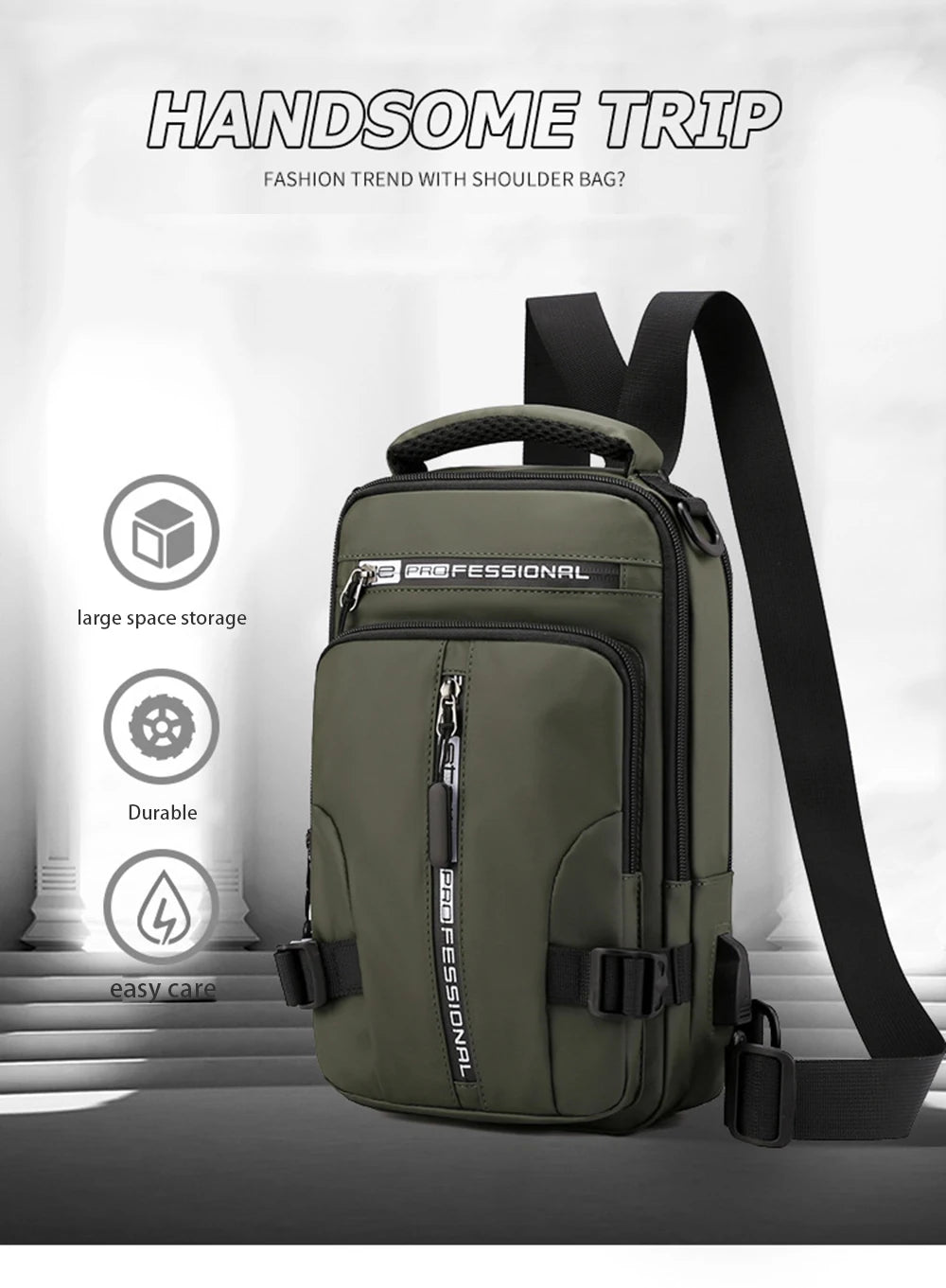 Nylon Crossbody Bag with USB Charging Port for Multifunction Use