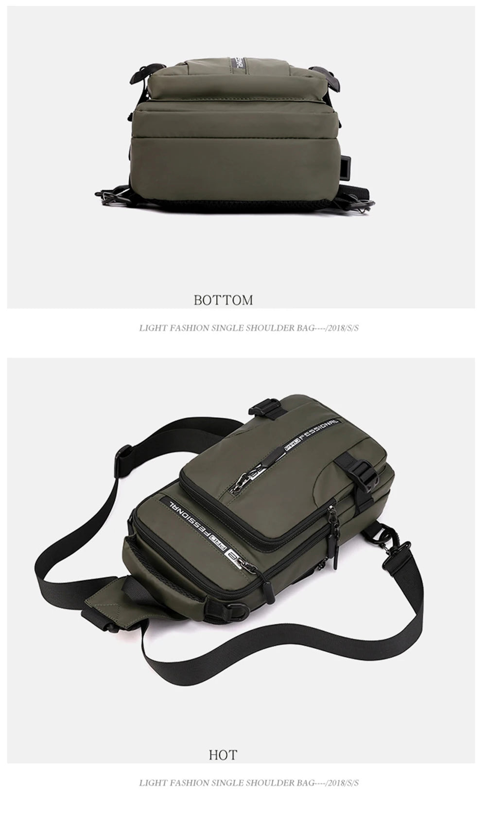 Nylon Crossbody Bag with USB Charging Port for Multifunction Use