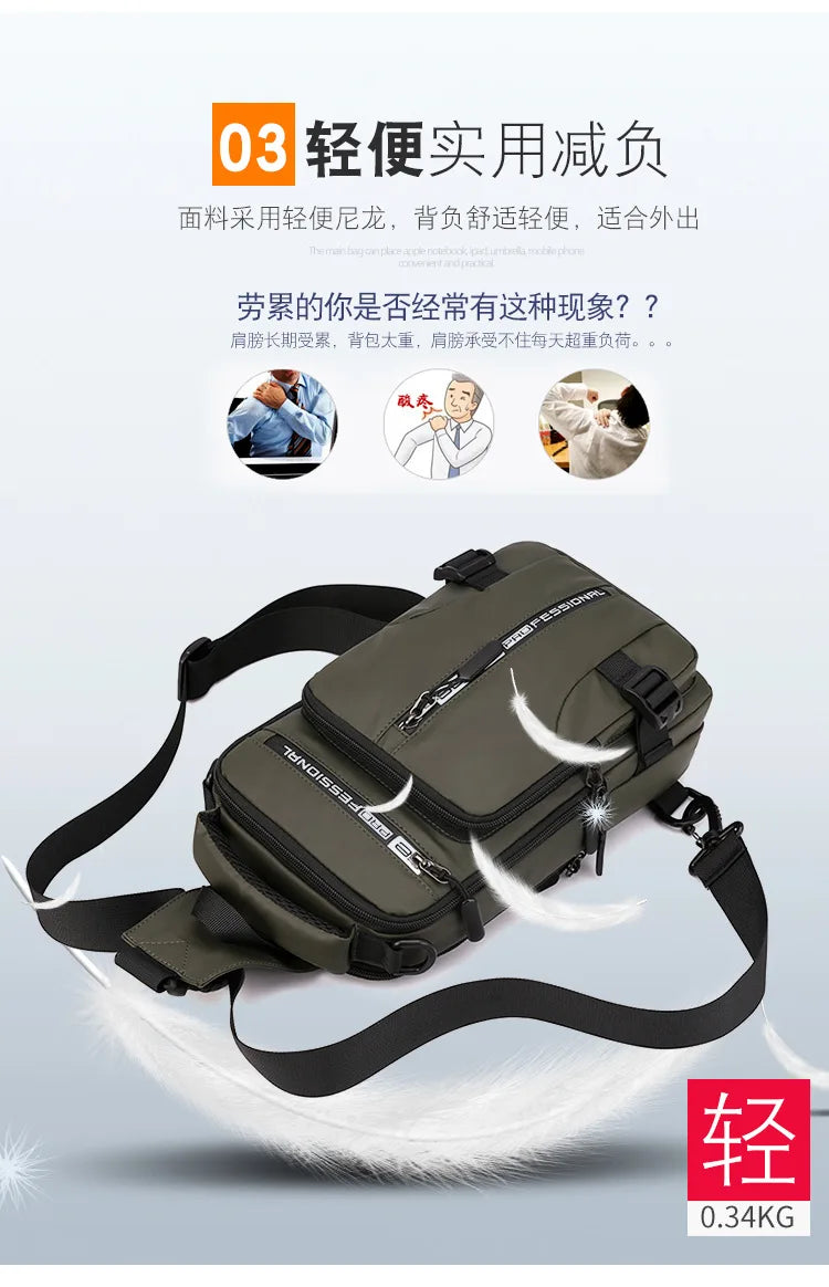 Nylon Crossbody Bag with USB Charging Port for Multifunction Use