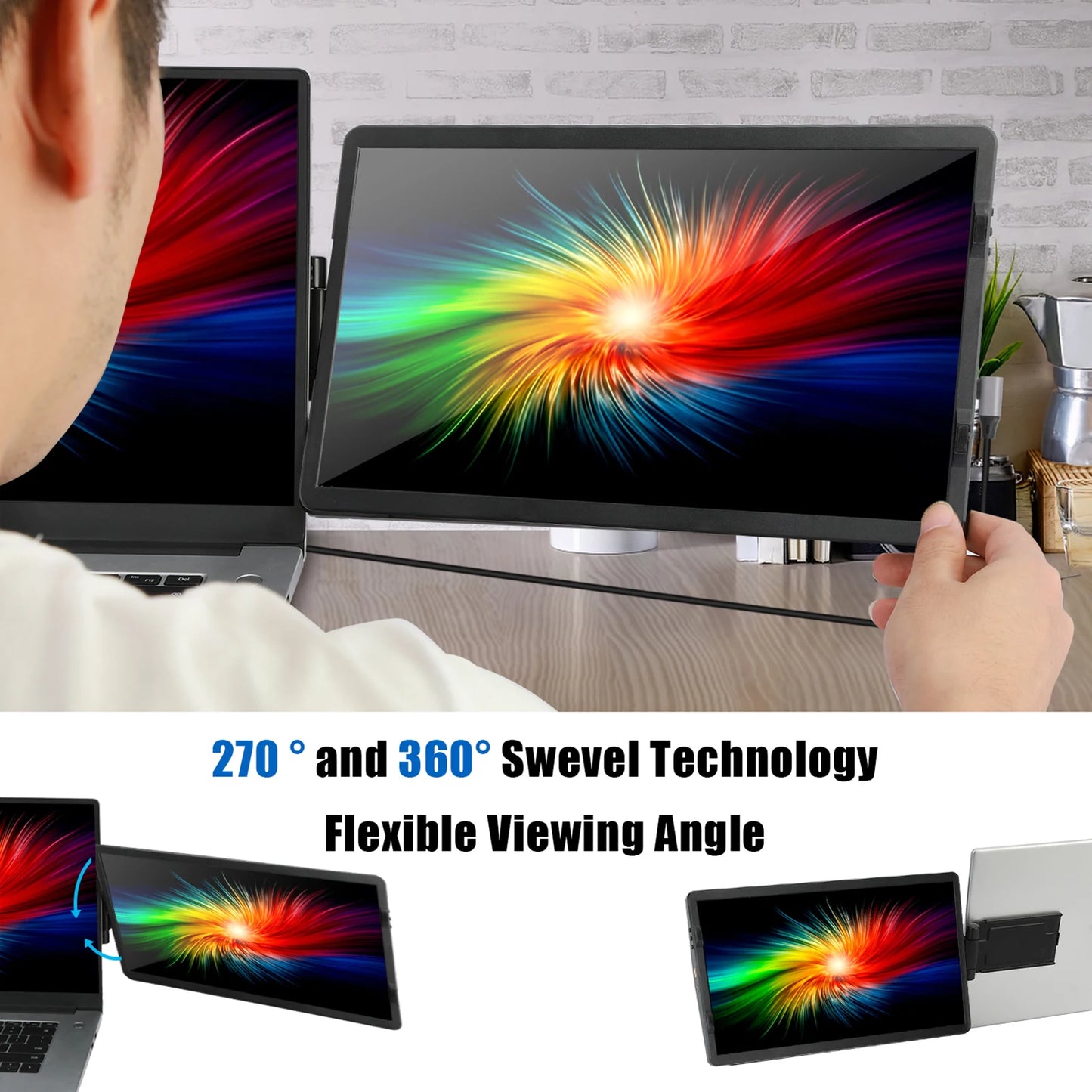 LCD Laptop Monitor; Foldable Screen For Conference, Office, Computer, & Gaming