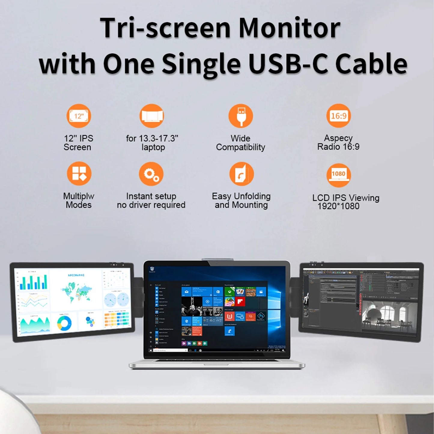 12" & 14" Laptop Dual Monitor Screen Extender