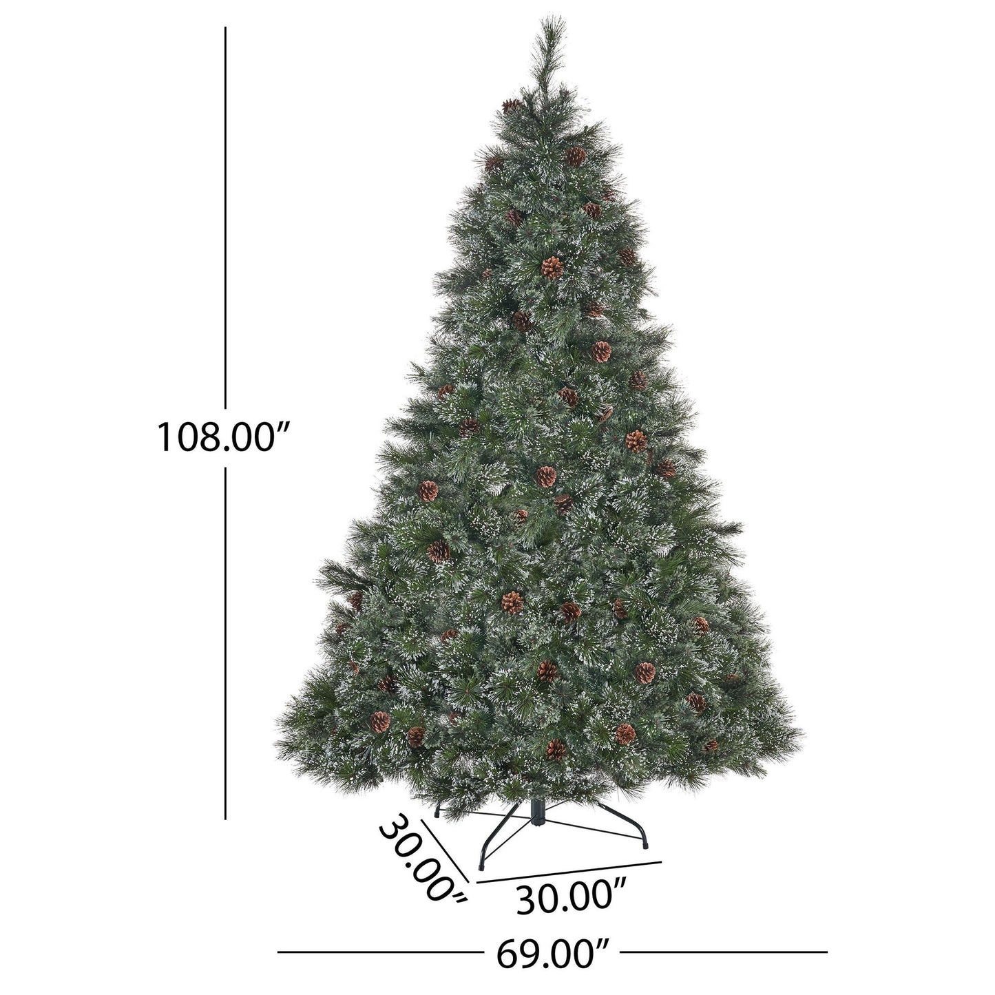 9' Cashmere and Snow Bristle Mixed Tree with 105 Pinecones and 1200Clear Lights-UL, 2317tips