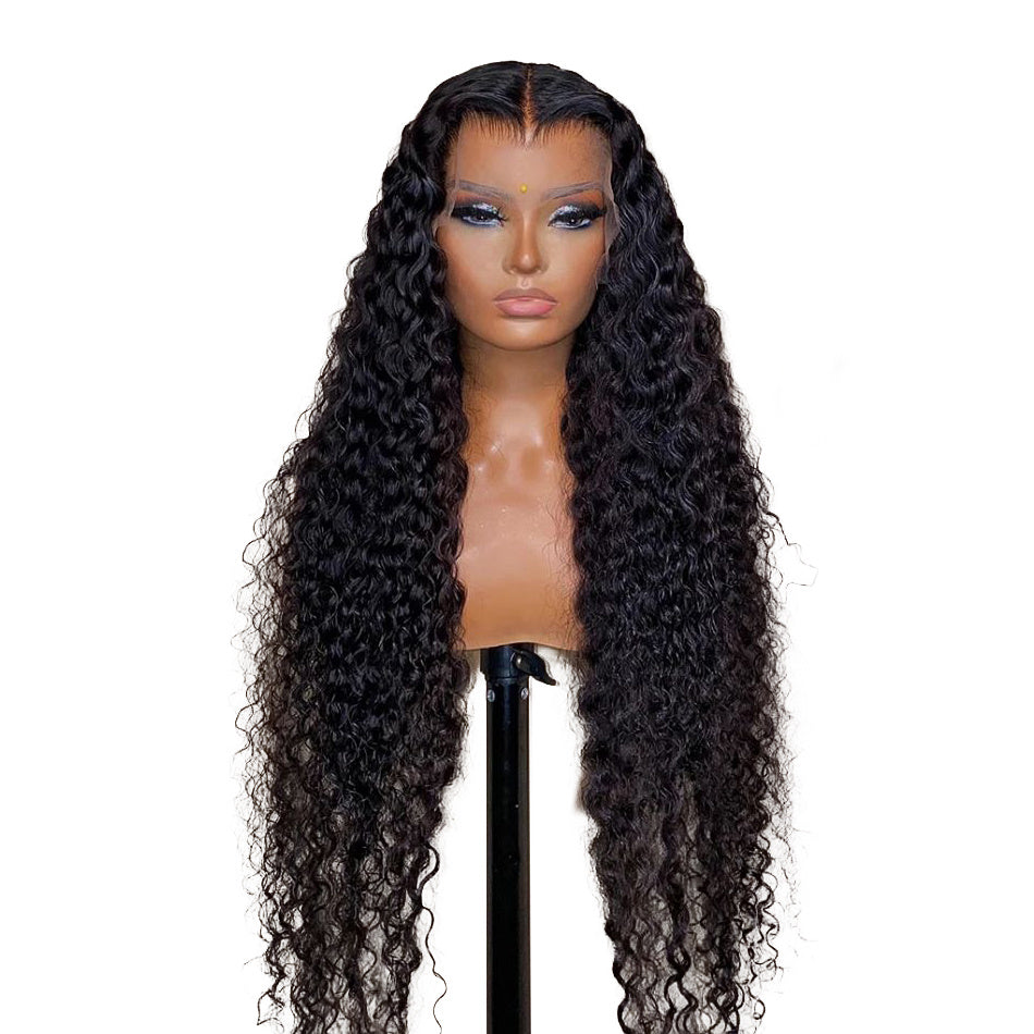 Glueless Ready to Wear Deep Wave Lace Closure Wig with 100% Human Hair- Pre Plucked, 4x6 Water Curly Brazilian 32, 34, 36Inch