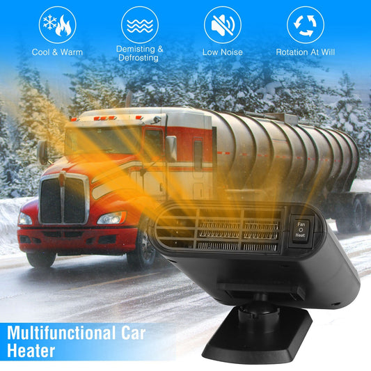 Portable Car Heating Fan 2 in 1 Defroster/Defogger Windshield Heater with 360°Rotating Base