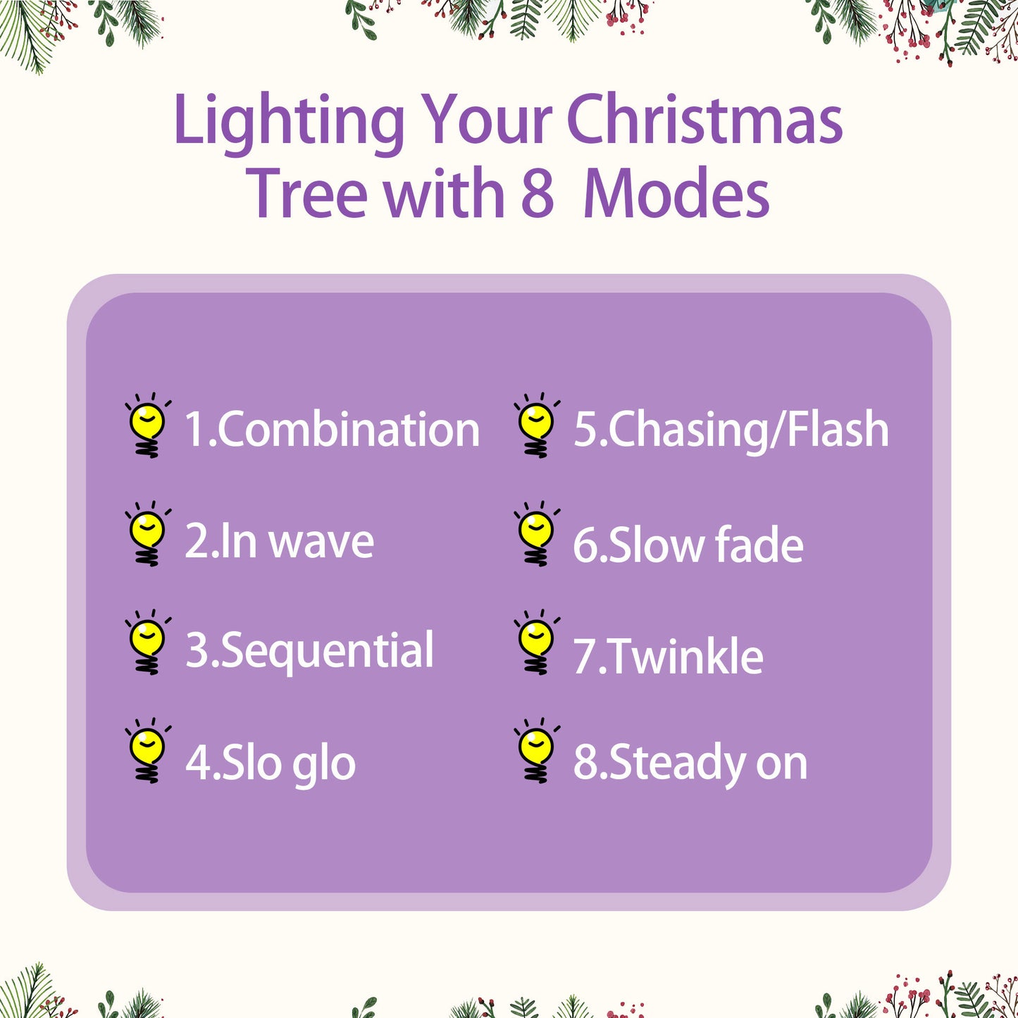 4-Piece Set/Purple Garland, Wreath and Set of 2 Pre-lit Christmas Artificial Trees