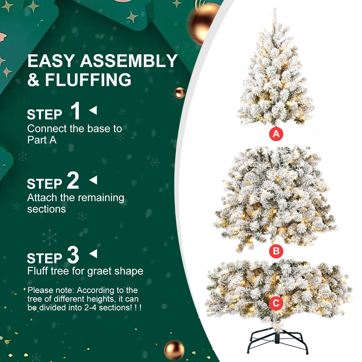 5ft Pre-lit Fluffy Flocked Artificial Christmas Tree Environmentally Friendly Fireproof