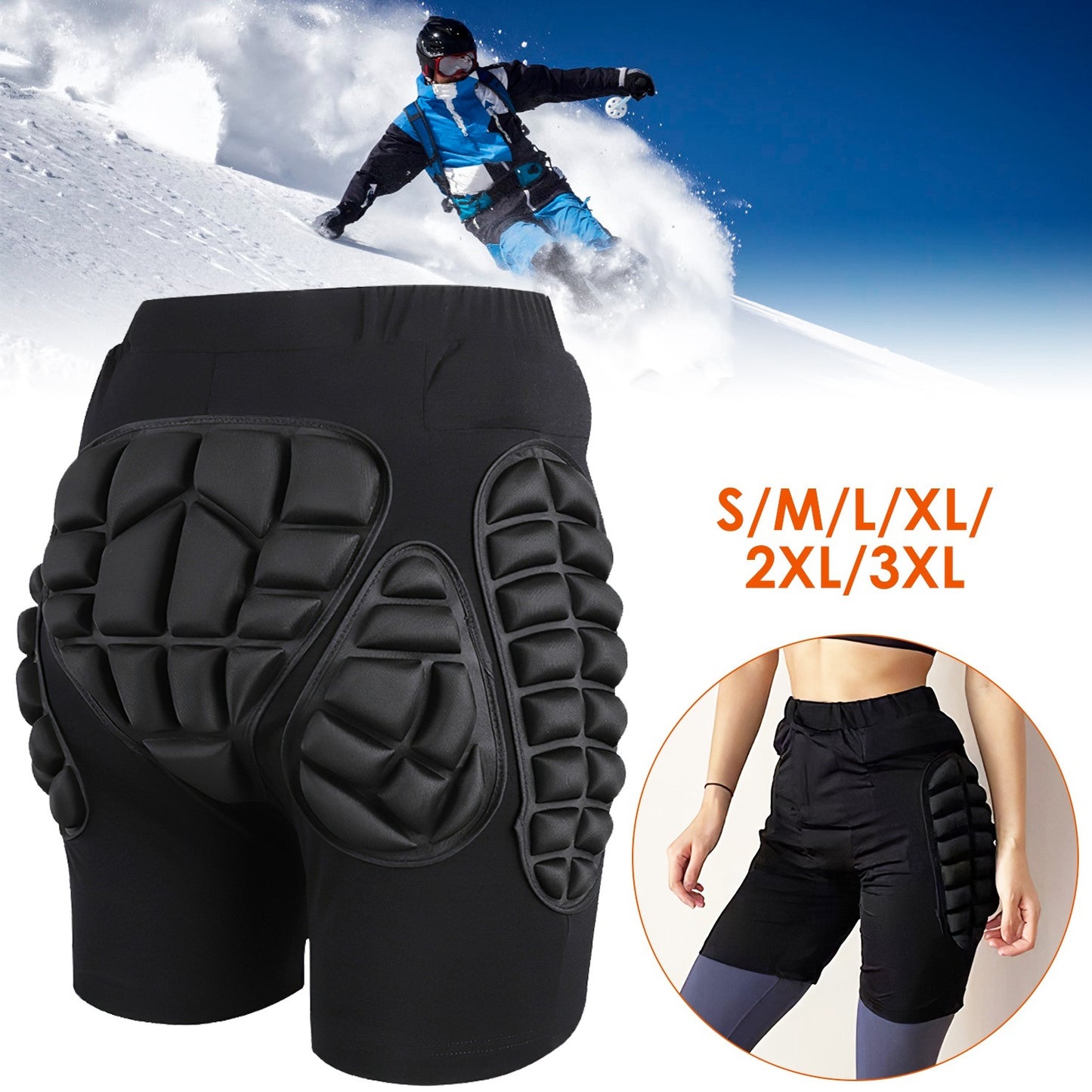 Protective Shorts for Skiing Snowboarding with Hip Protection Pad for Adults/Kids Breathable Protective Shorts for Hip Butt Tailbone