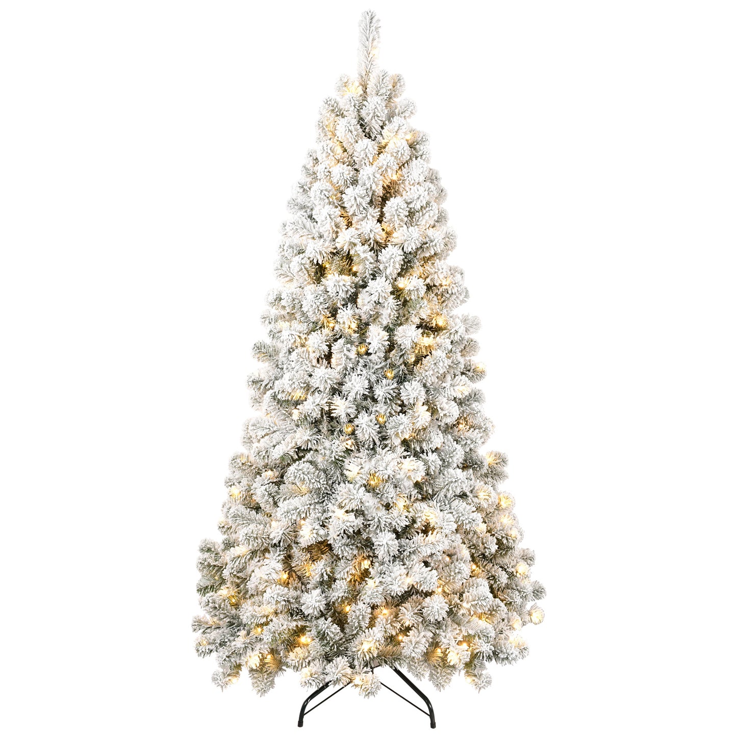 6ft Pre-lit Flocked Artificial Christmas Tree Environmentally Friendly & Fireproof